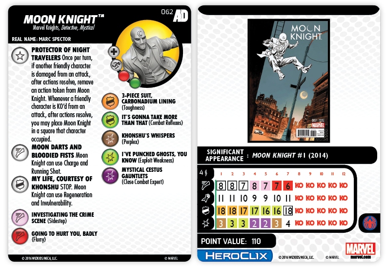 #062 Moon Knight *Super Rare* HEROCLIX AVENGERS DEFENDERS WAR 